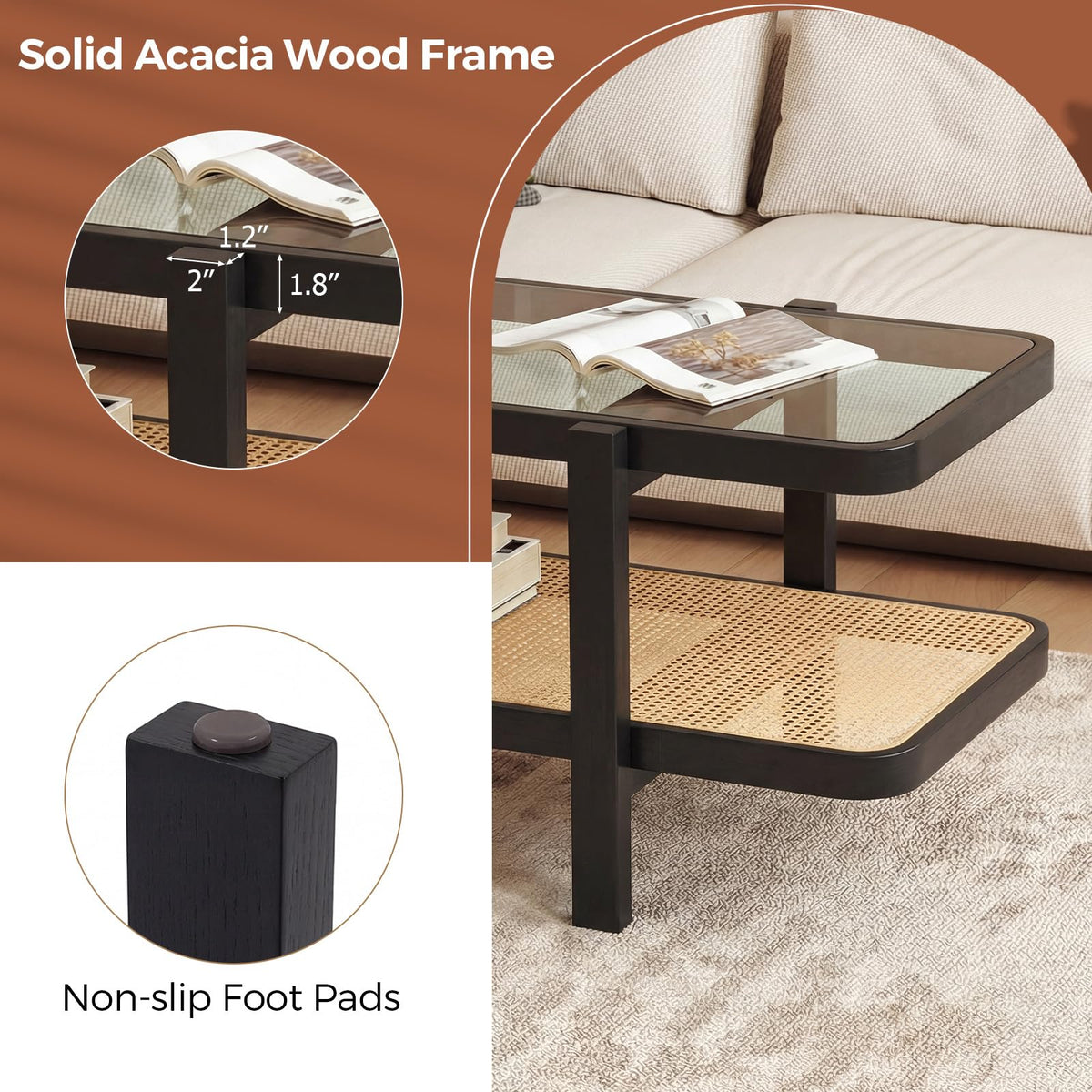 Black Rattan Coffee Table X3161