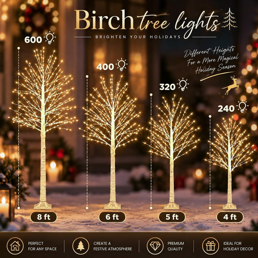 4 Pack Lighted Birch Tree P529