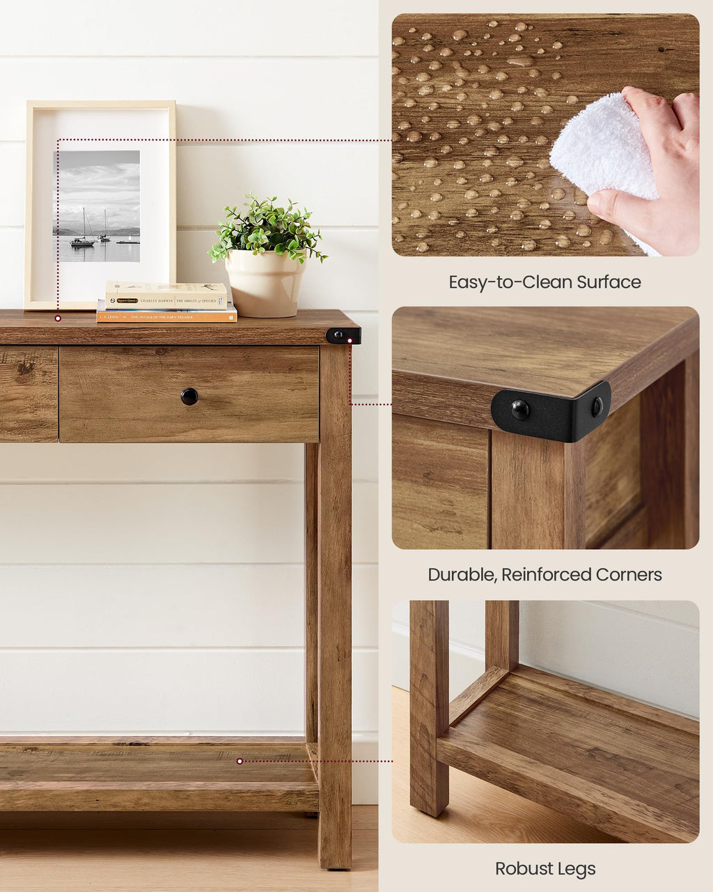Narrow Console Table with 3 Drawers J826