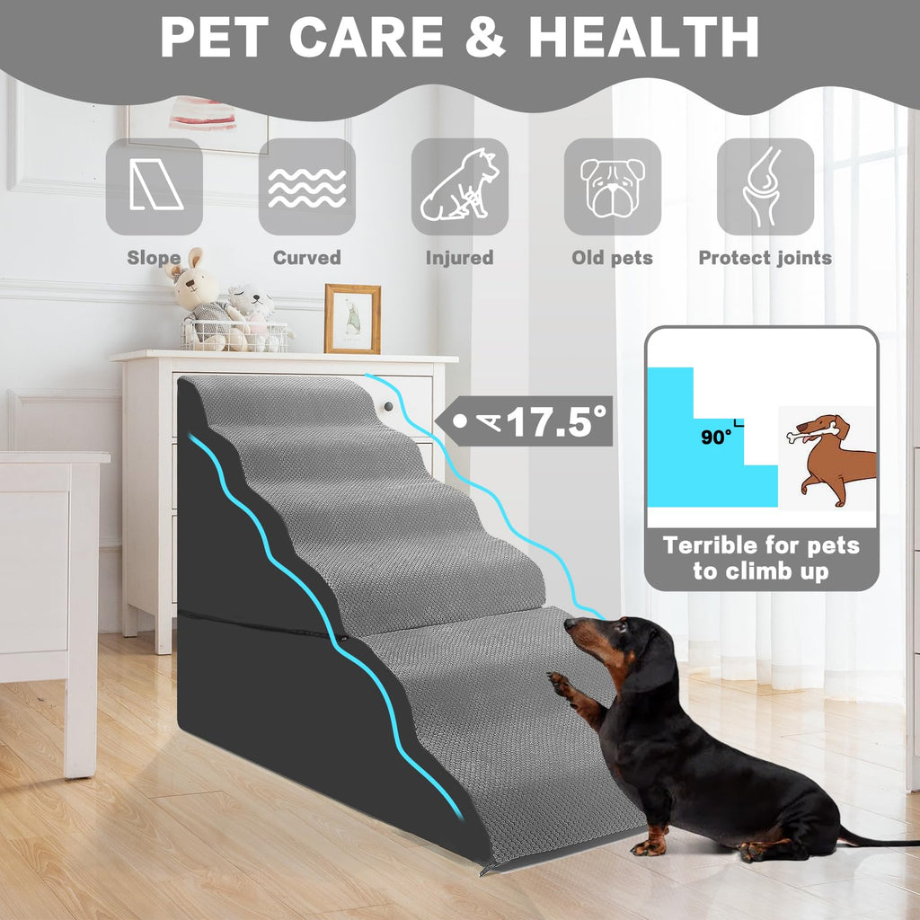 6-Step Grey Foam Dog Stairs F79296