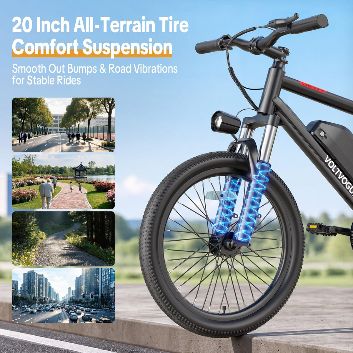 48V 1000W Peak Motor 22 mph 20Inch Fat Tires Electric E-Bike D807223