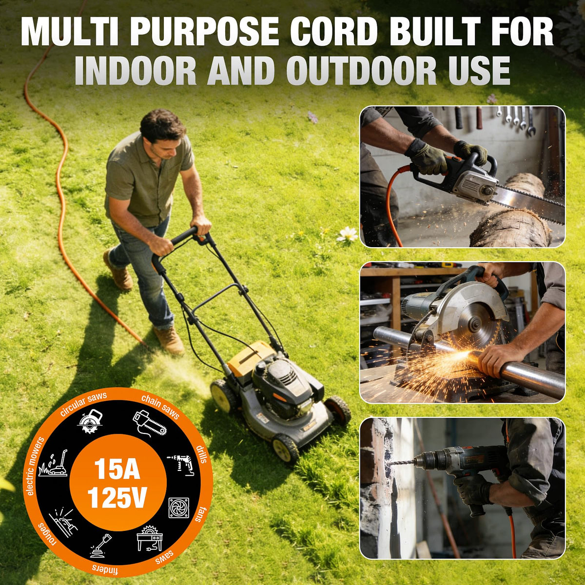 100 FT Heavy Duty Waterproof Outdoor Extension Cord R661