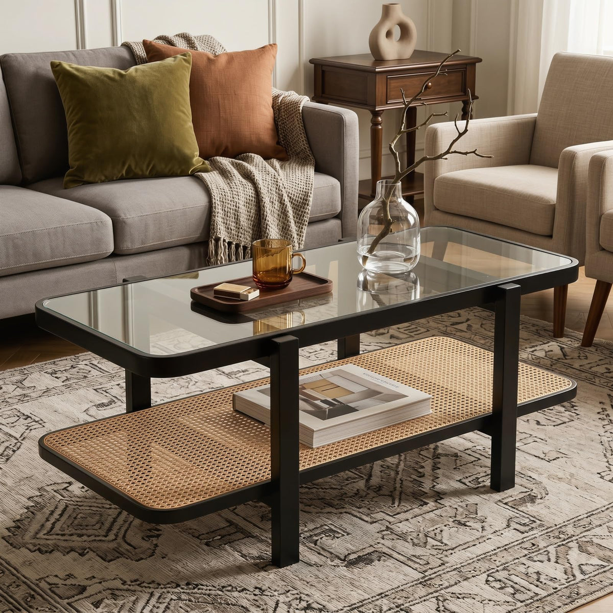 Black Rattan Coffee Table X3161