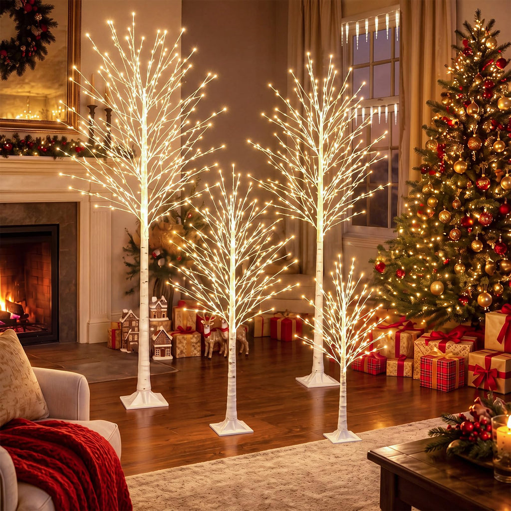 4 Pack Lighted Birch Tree P529
