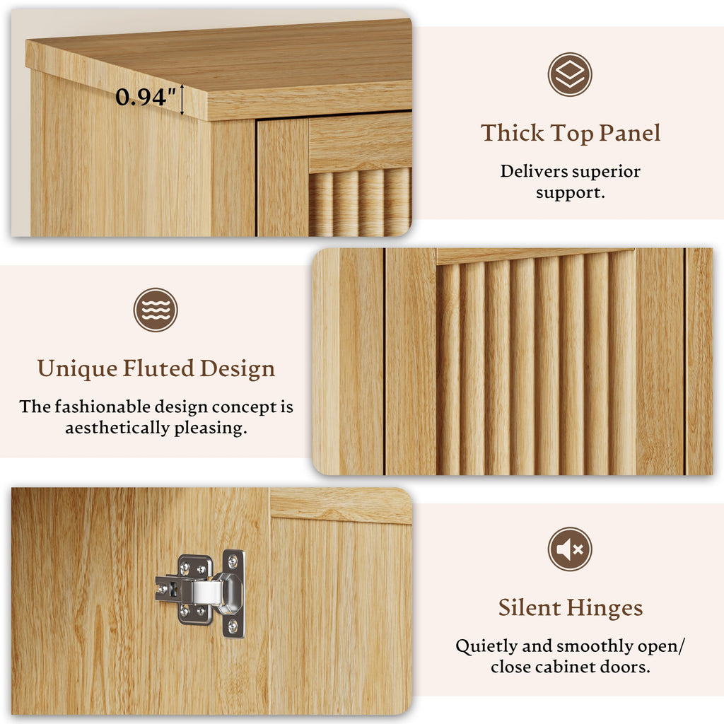 Fluted Buffet Sideboard Cabinet with Drawers O577003
