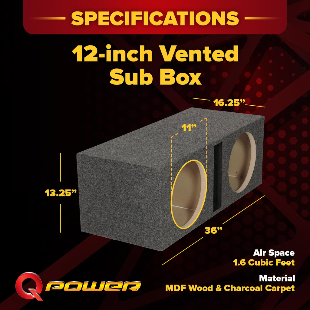 Dual 12" Car Audio Subwoofer Box A273