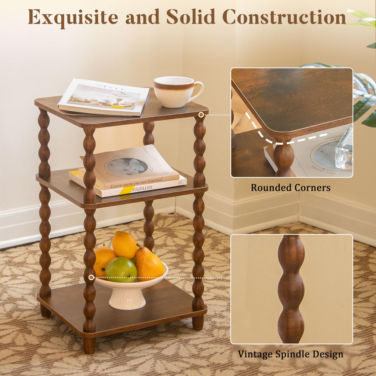 Small 3-Tier Side Table with Shelf P6345