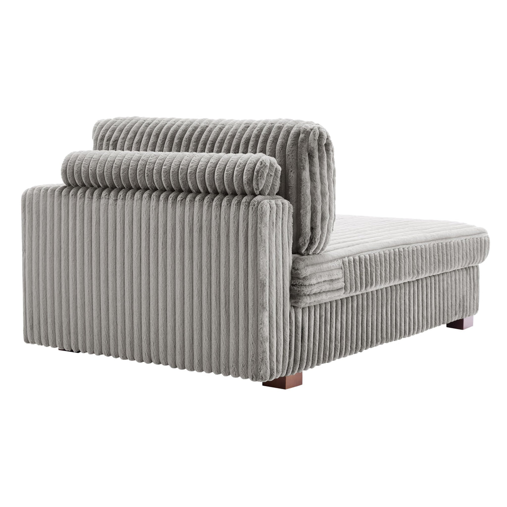 Oversized Faux Fur Upholstered Chaise Lounge Chair with Left Armrest N35668