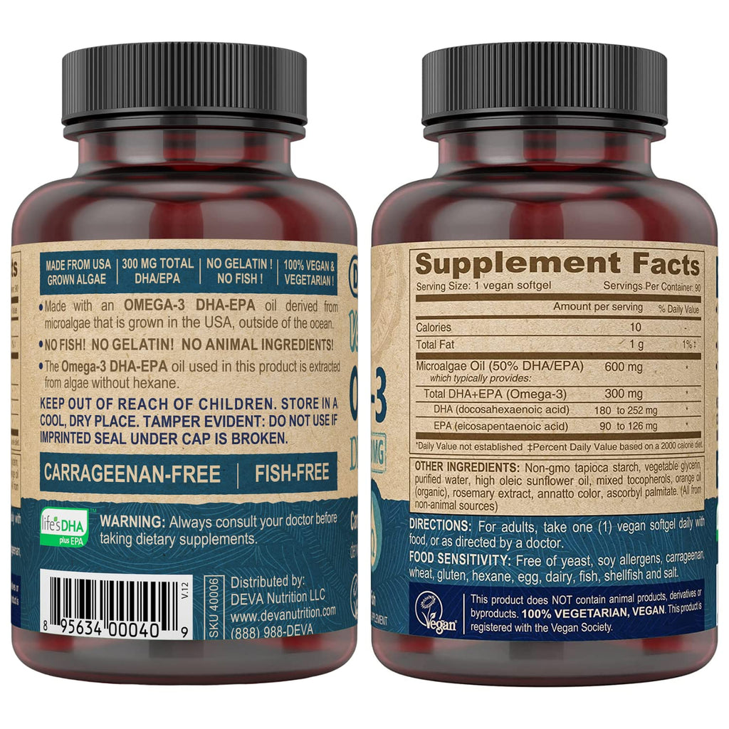 Vegan Omega-3 DHA EPA 300 mg 90 Softgels X31589