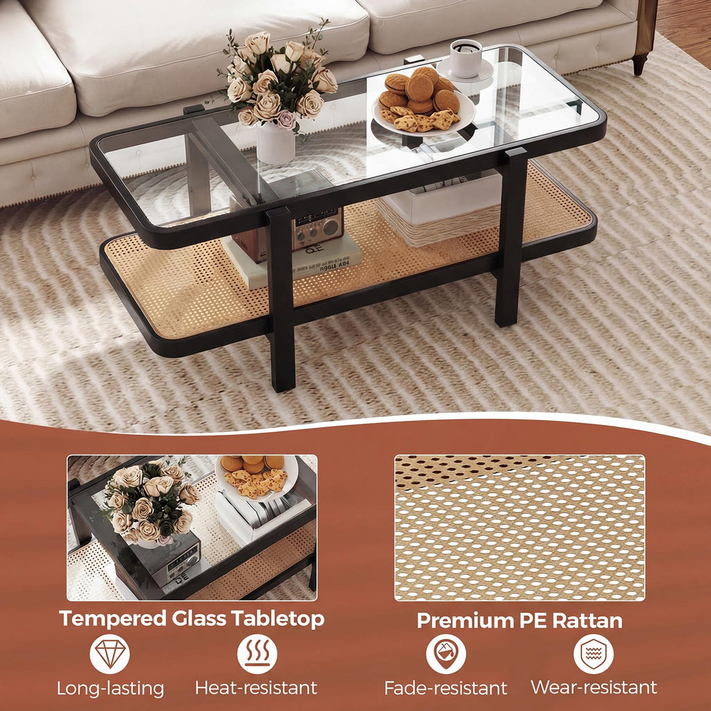 Black Rattan Coffee Table X3161