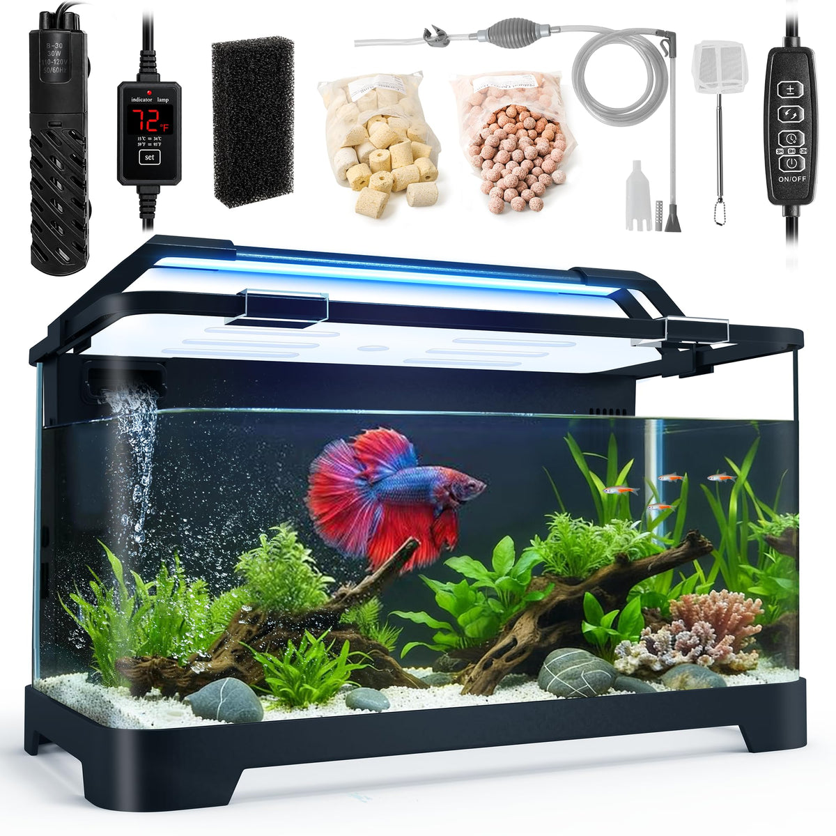 3.5 Gallon Acrylic Aquarium Starter Kit with Heater Z1749