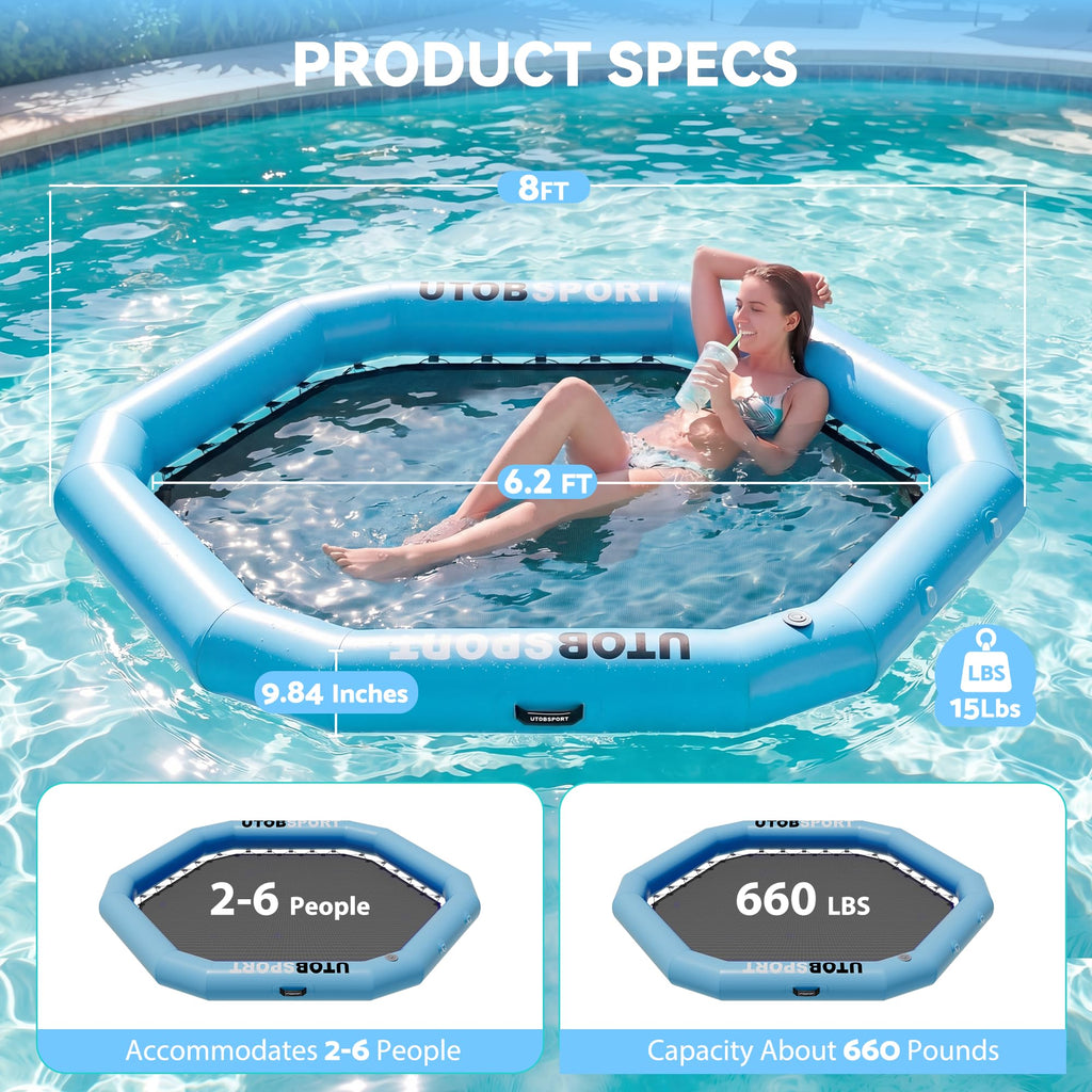 Inflatable Water Hammock Floating Platform with Cupholder D51565
