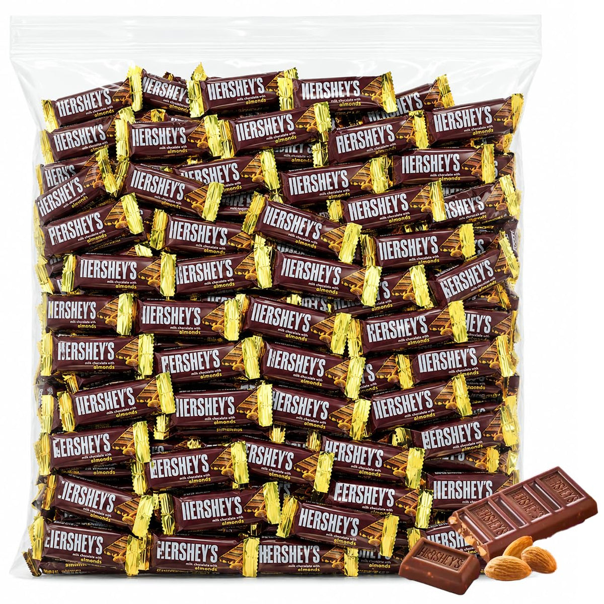 Milk Chocolate with Almonds Bars 50 Pieces Snack Size W2358