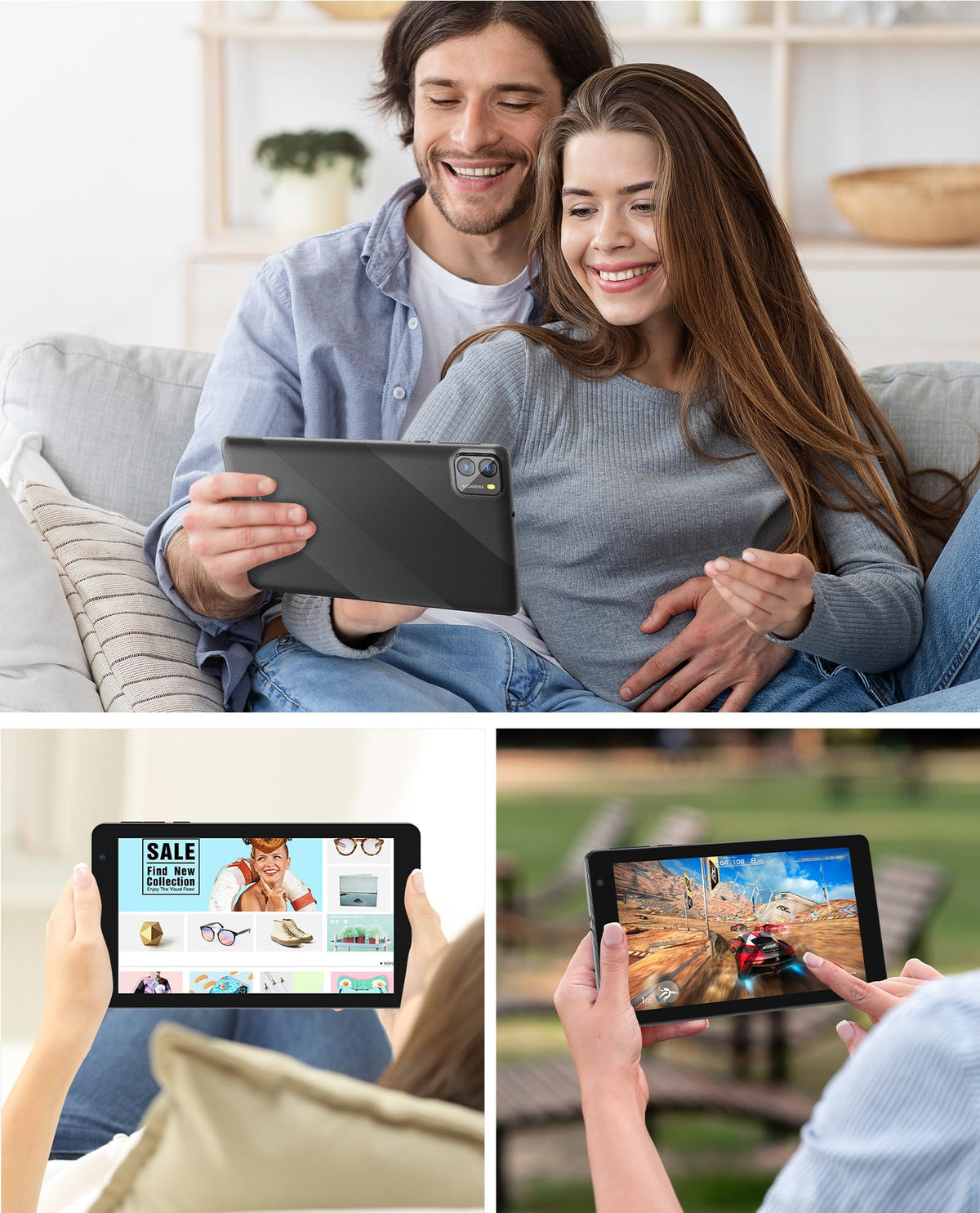 7 Inch Android 14 Tablet 8GB RAM 64GB ROM Black F9333