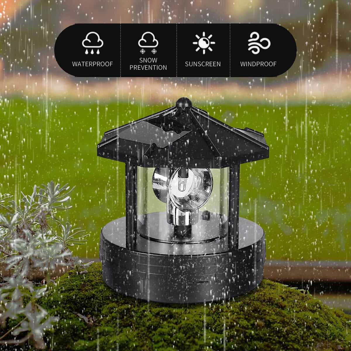 Solar Lights Outdoor LED Rotating Lighthouse Lamp P75279