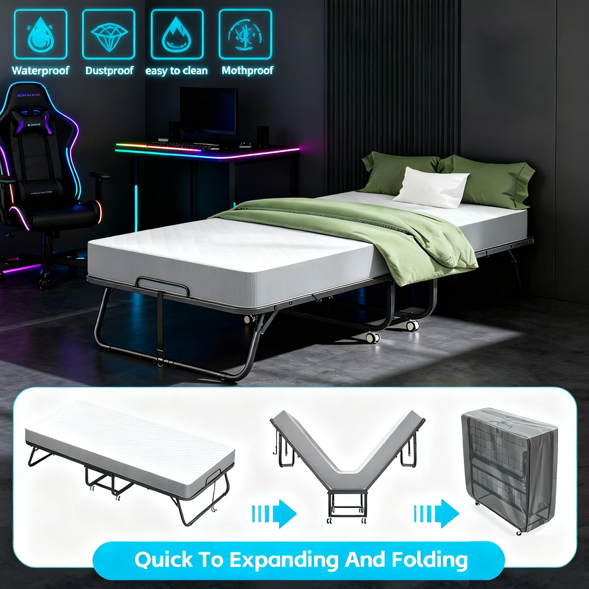 Folding Bed with Mattress P69917