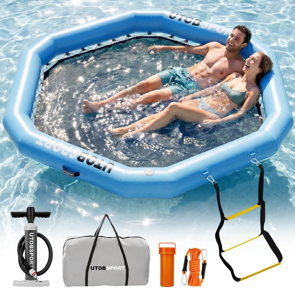 Inflatable Water Hammock Floating Platform with Cupholder D51565