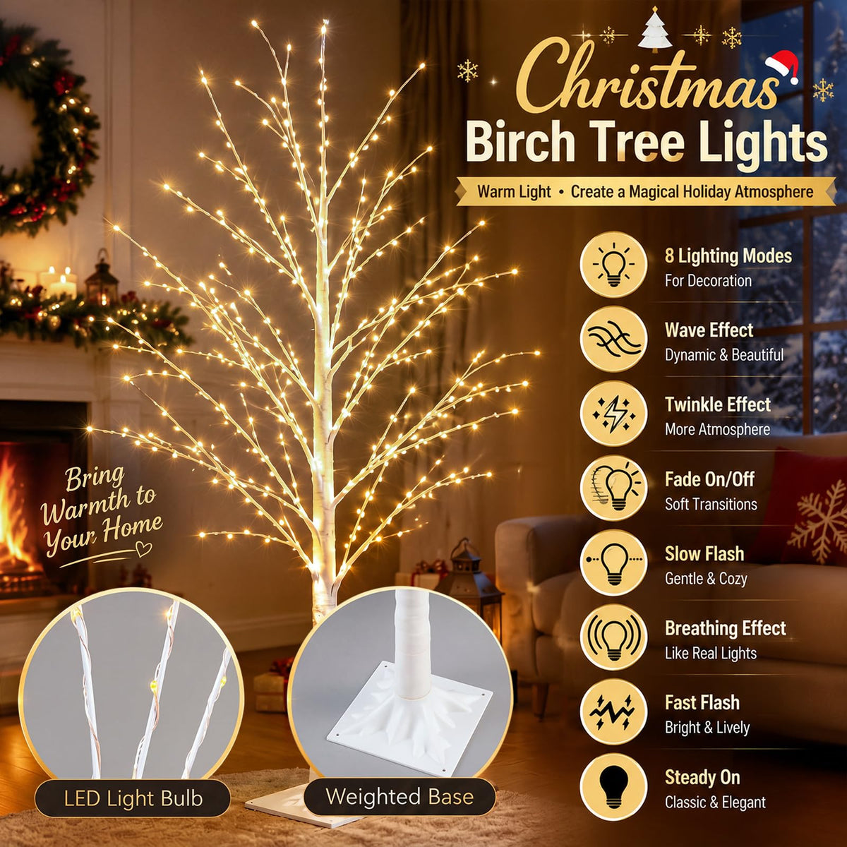 4 Pack Lighted Birch Tree P529