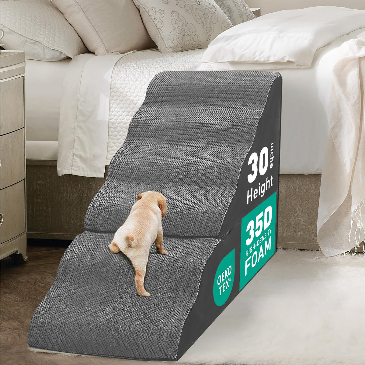 6-Step Grey Foam Dog Stairs F79296