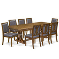 9 Piece Dining Table Set with 8 Light Beige Fabric Chairs I36205