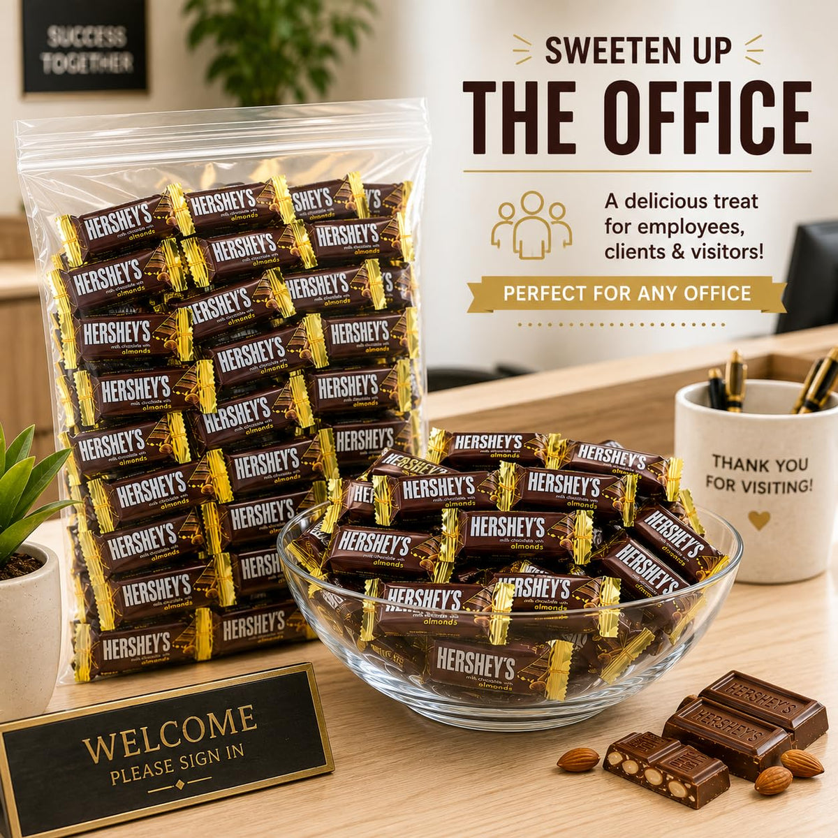 Milk Chocolate with Almonds Bars 50 Pieces Snack Size W2358