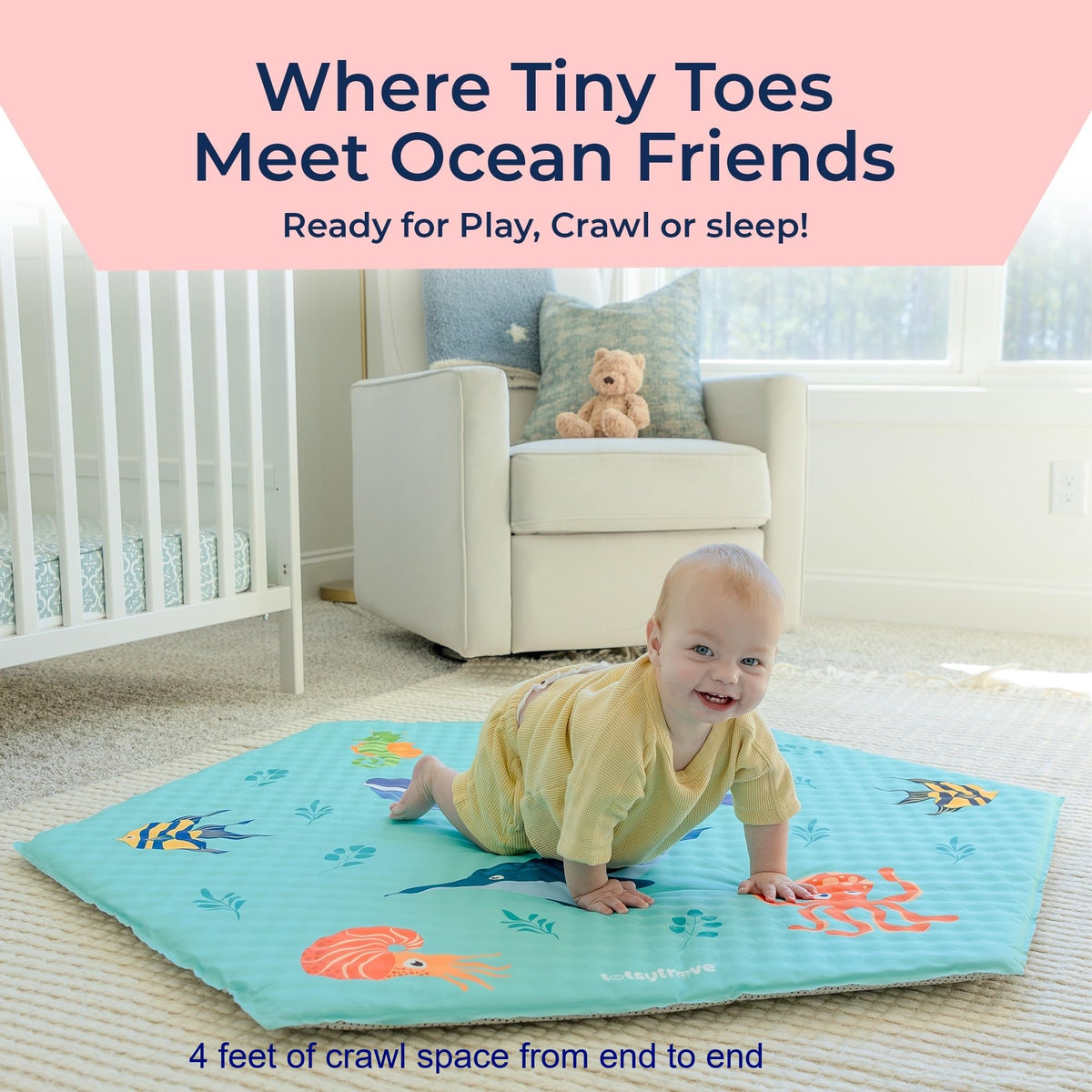 Self Inflating Hexagon Playpen Mat 52" x 45" Non-Slip Cushioned Baby Play Mat Y415648