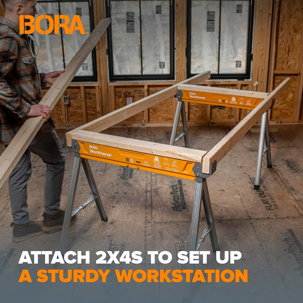 2 Pack Folding Heavy Duty Metal Sawhorse Q12784