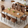 Extendable Dining Table Set for 8 Wood Upholstered Chairs Q624582