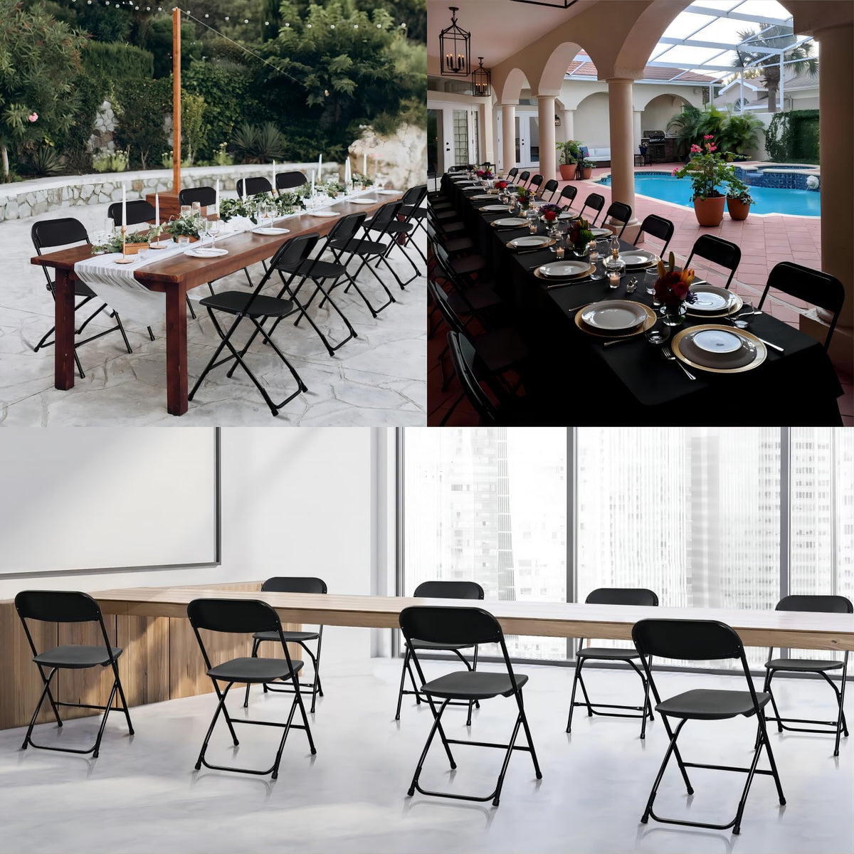 10 Pack Black Plastic Folding Chair P180