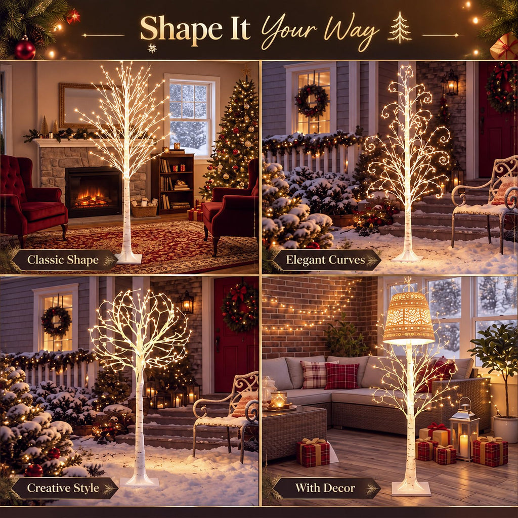 4 Pack Lighted Birch Tree P529