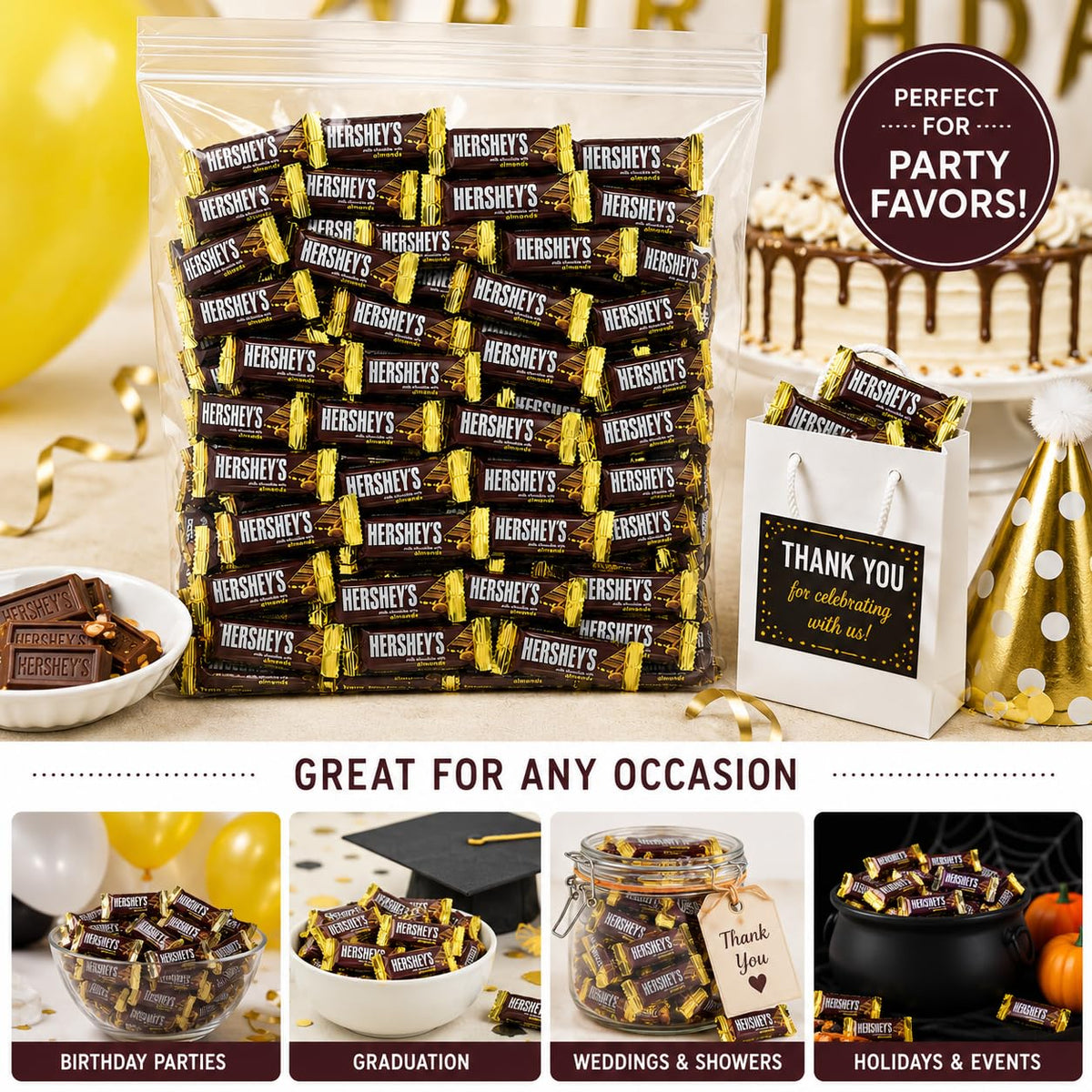 Milk Chocolate with Almonds Bars 50 Pieces Snack Size W2358