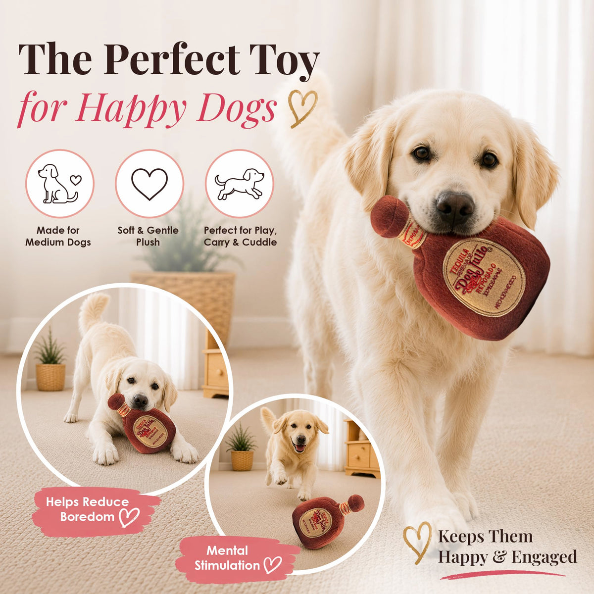 Plush Dog Toy with Squeaker B65655