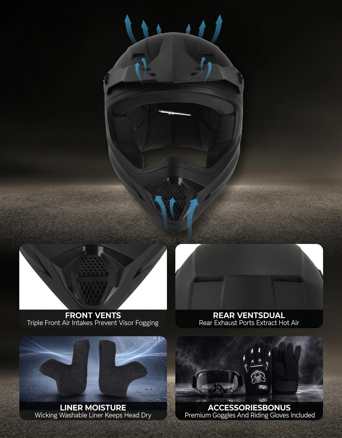 Kids Full Face Motorcycle Helmet C486