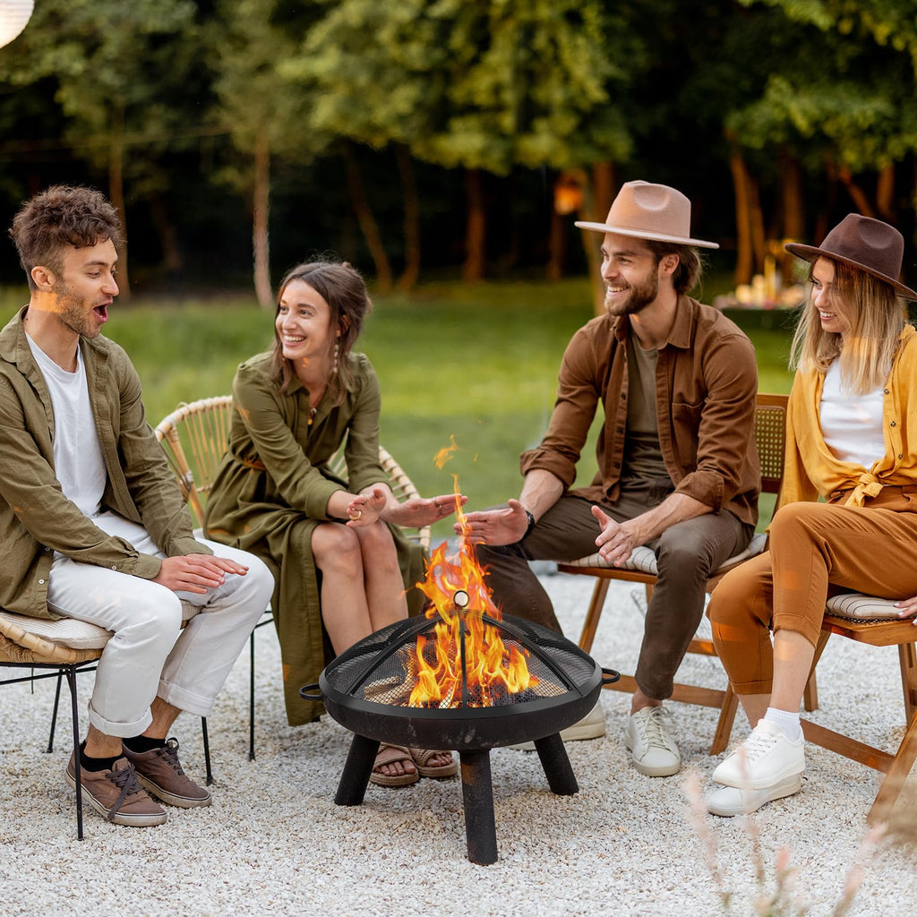 30 Inch Round Fire Pit Screen with Handle & Poker H193860