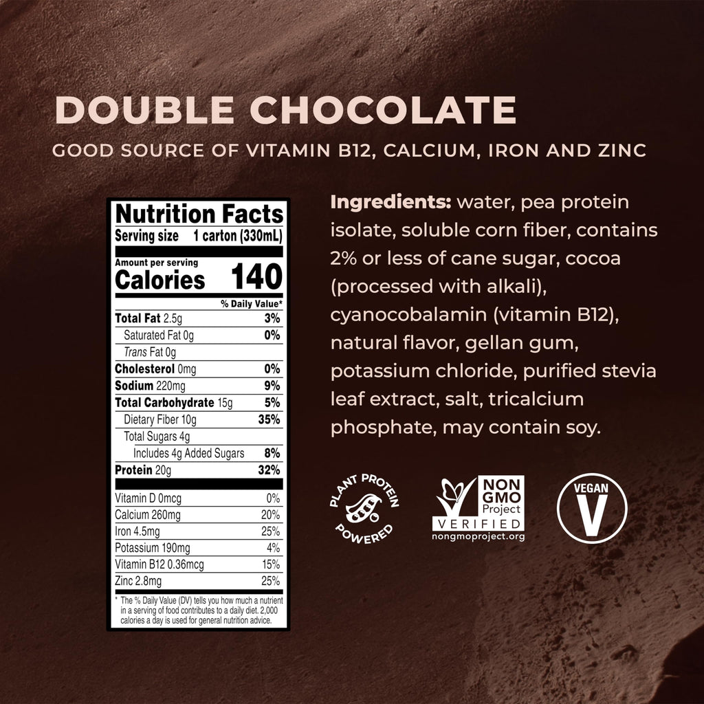 Double Chocolate Vegan Protein Shake 11 Fl Oz Pack of 12 O857