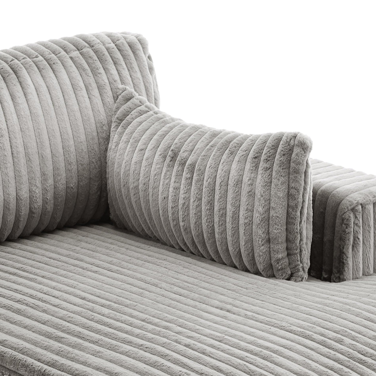 Oversized Faux Fur Upholstered Chaise Lounge Chair with Left Armrest N35668