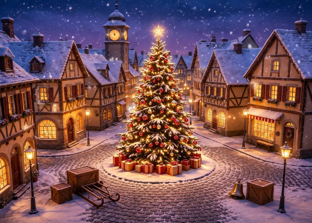 10x6.5ft Fabric Christmas Backdrop with Tree B2704
