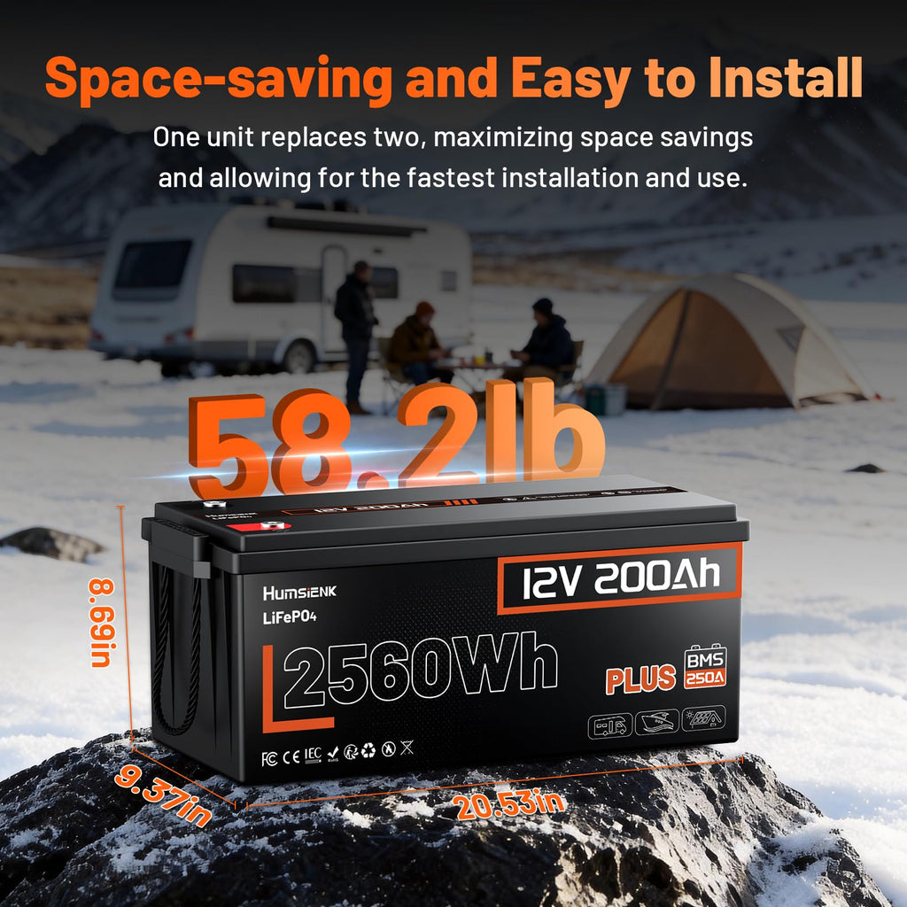 2 Pack 12V 200Ah LiFePO4 Lithium Battery 250A BMS D668