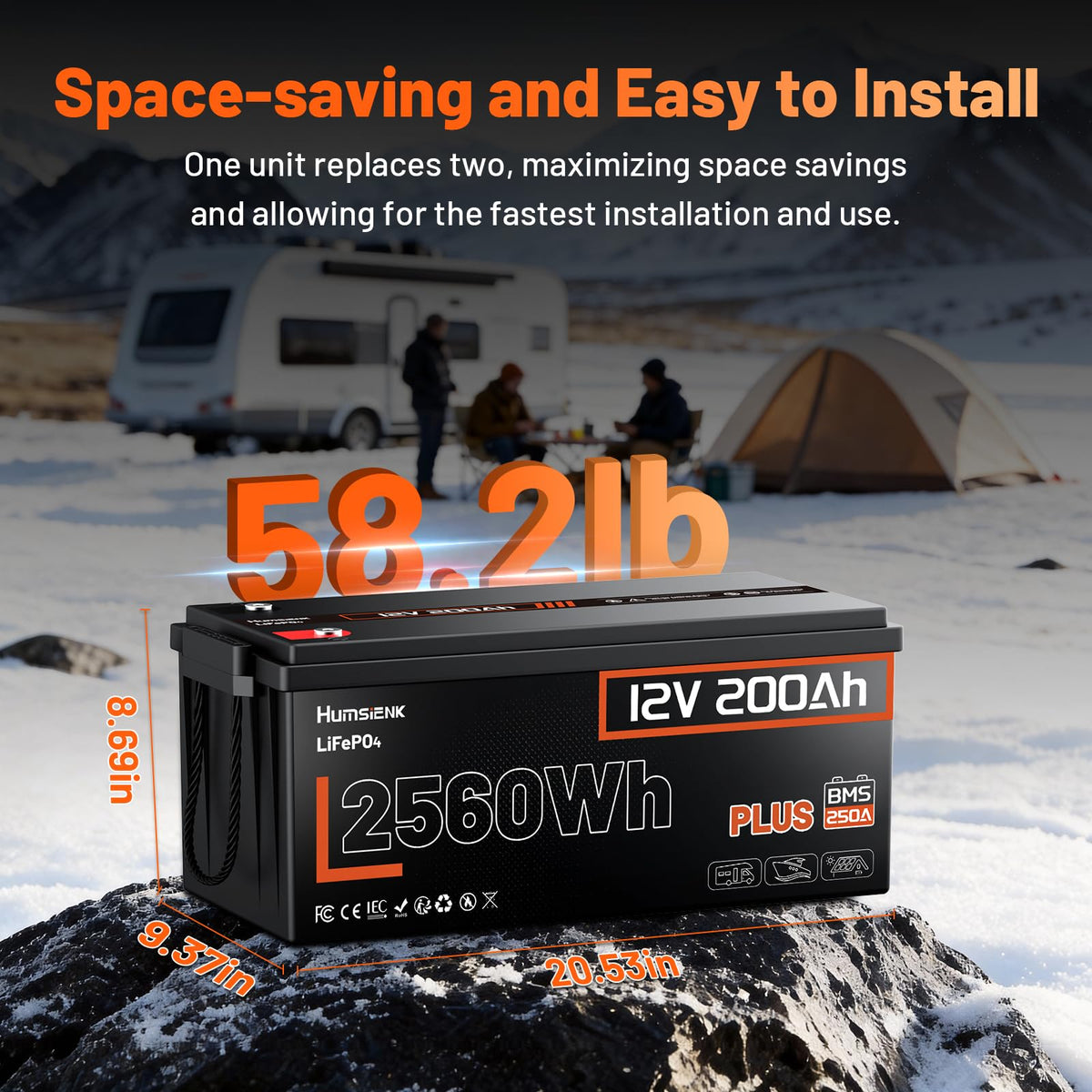 2 Pack 12V 200Ah LiFePO4 Lithium Battery 250A BMS D668