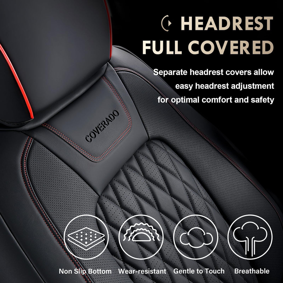 Leather Seat Covers Full Set Waterproof Custom Fit D586284