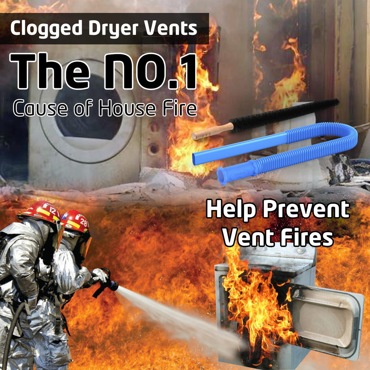 2Pcs Dryer Vent Cleaner Kit Vacuum Hose Attachment & Brush T34790