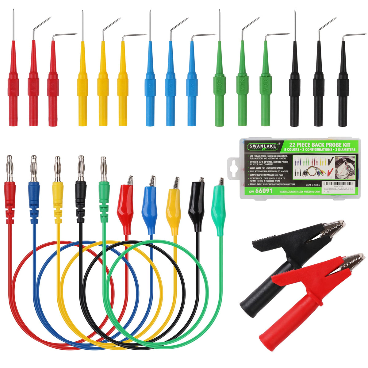 22-Piece Back Probe Kit with Test Leads and Alligator Clips Y978