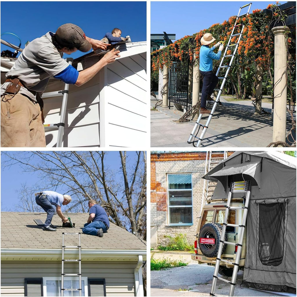 16.5FT Aluminum Telescoping Ladder 300 lbs E602
