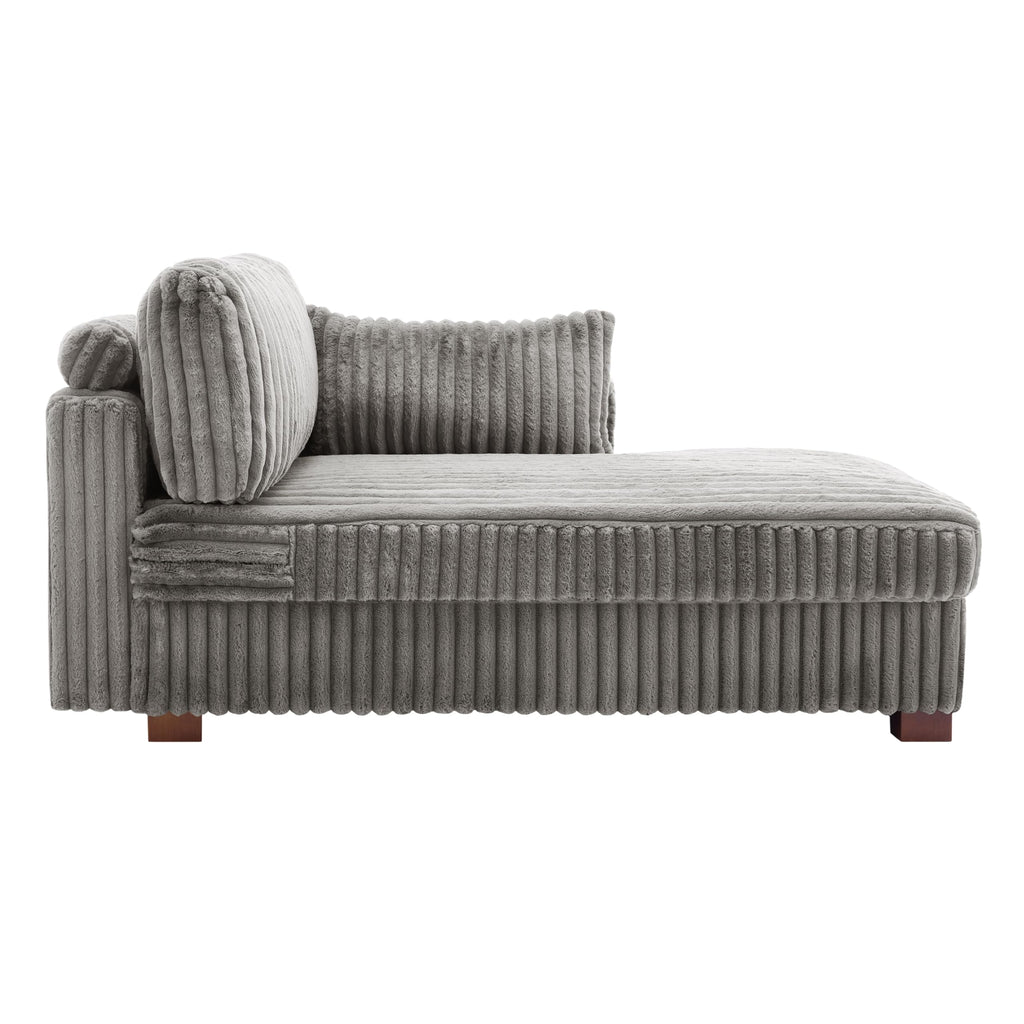 Oversized Faux Fur Upholstered Chaise Lounge Chair with Left Armrest N35668