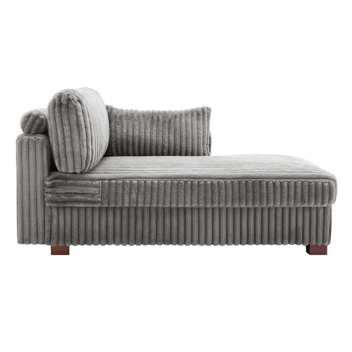 Oversized Faux Fur Upholstered Chaise Lounge Chair with Left Armrest N35668