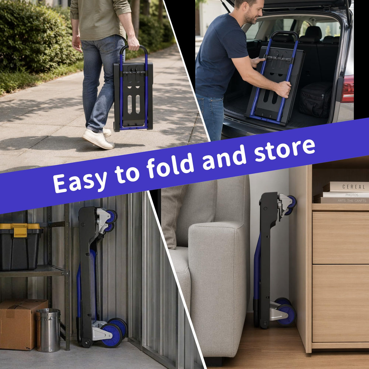 3-in-1 Folding Hand Truck 330lbs Portable Dolly Cart with Adjustable Handle K975064