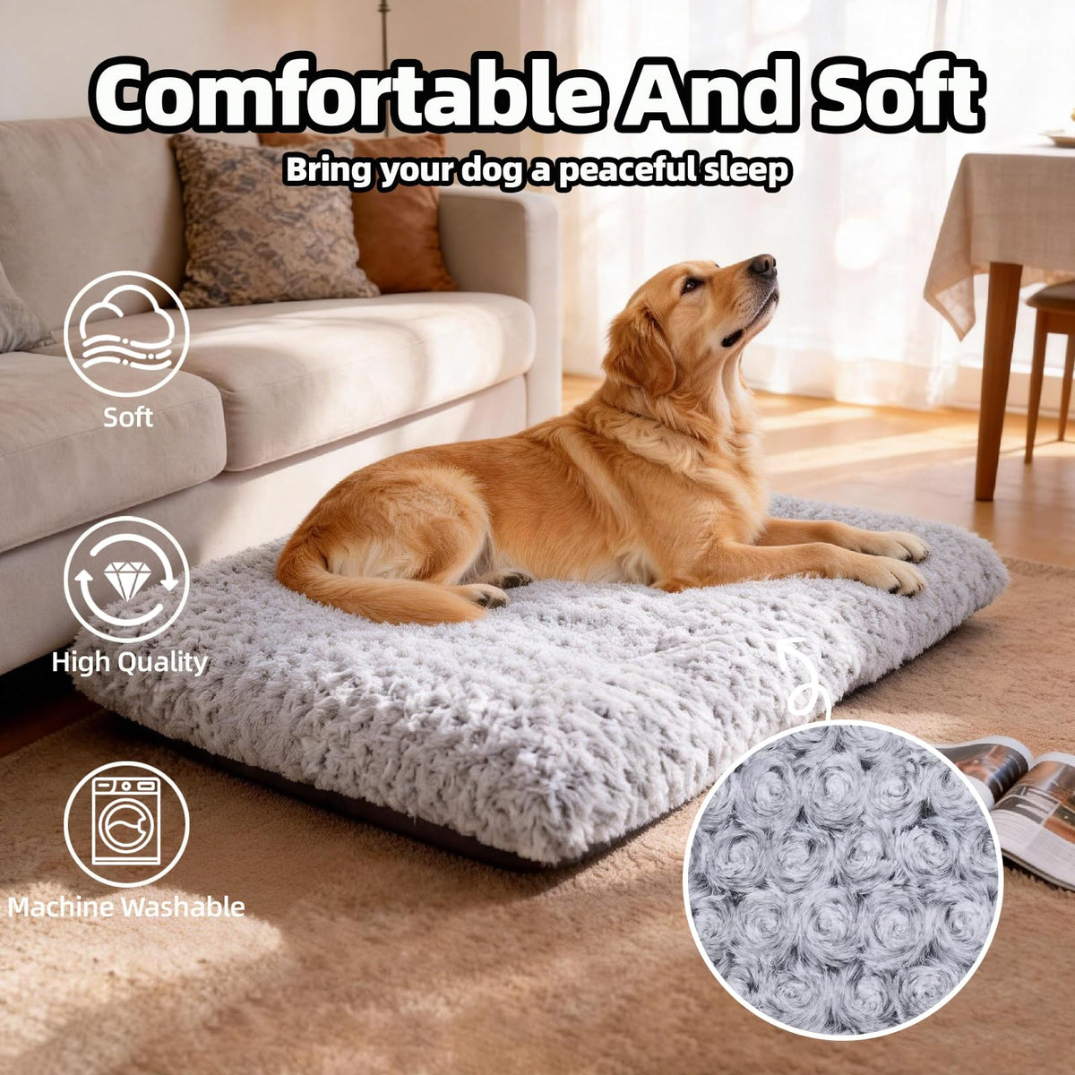 Large Washable Plush Dog Bed Q143