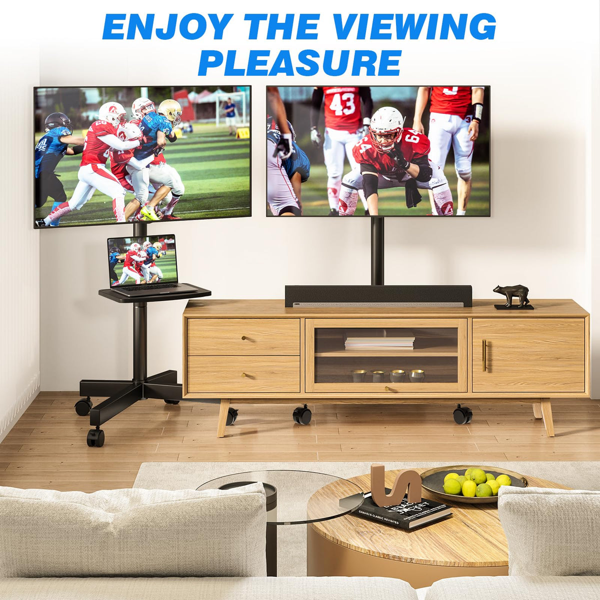 Mobile TV Stand for 23-65 Inch Flat Curved TVs Black L743