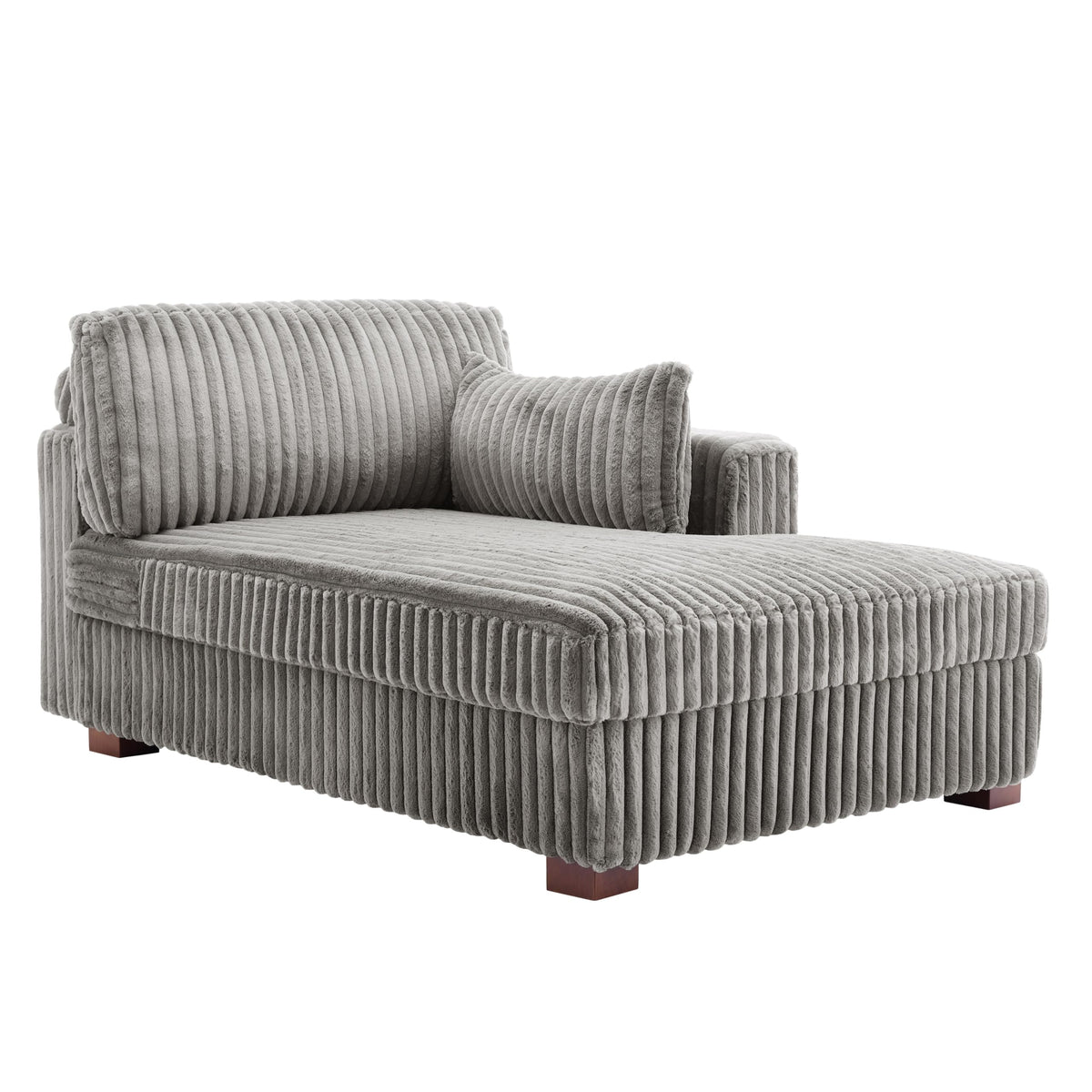 Oversized Faux Fur Upholstered Chaise Lounge Chair with Left Armrest N35668