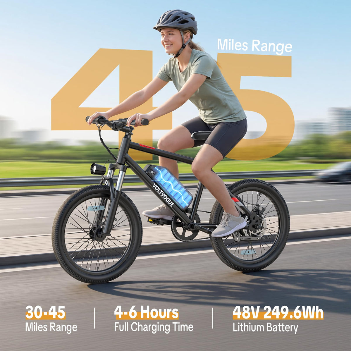 48V 1000W Peak Motor 22 mph 20Inch Fat Tires Electric E-Bike D807223